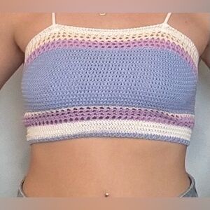 Crochet Halter Top in Blue and Purple
